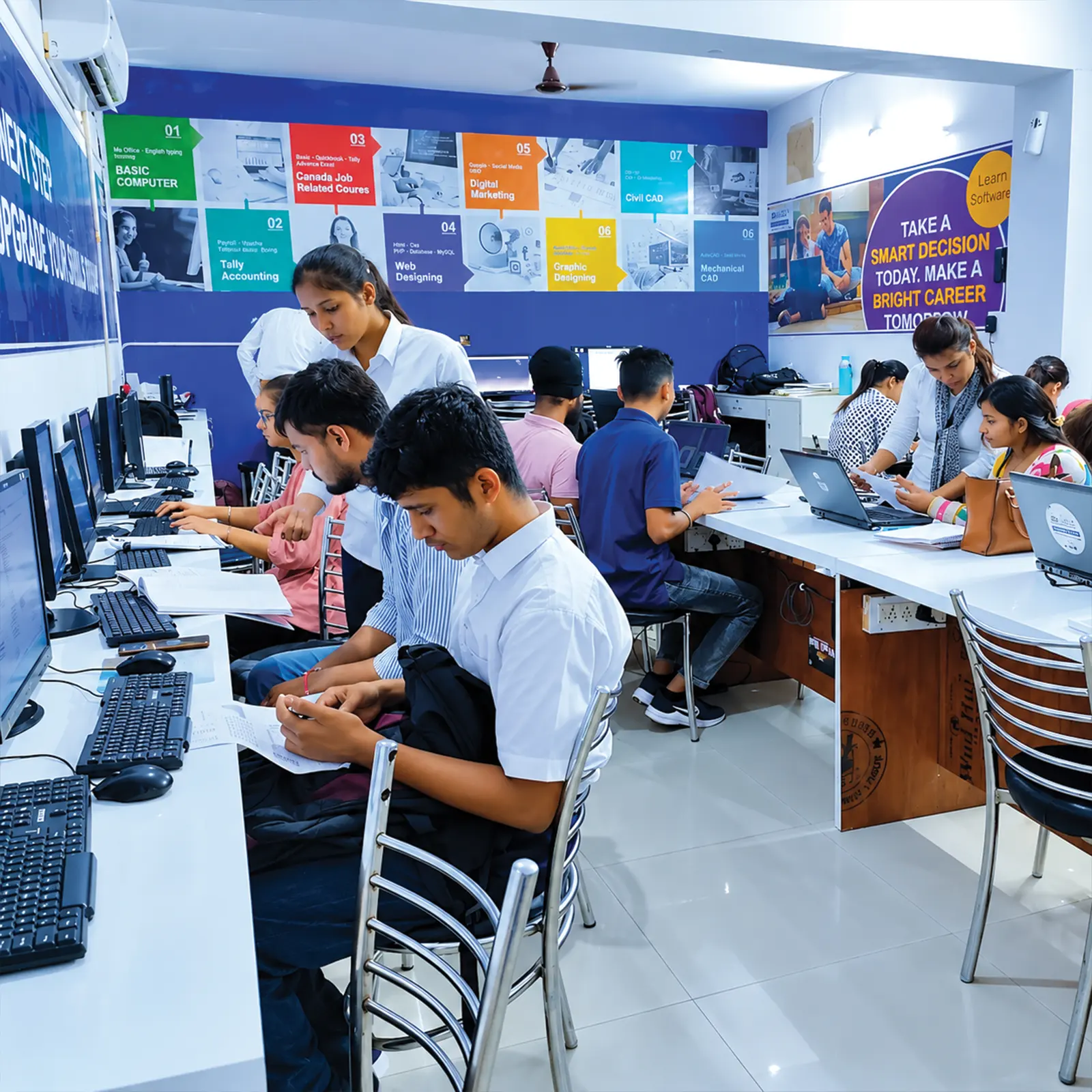 Students building live projects in the techcadd lab