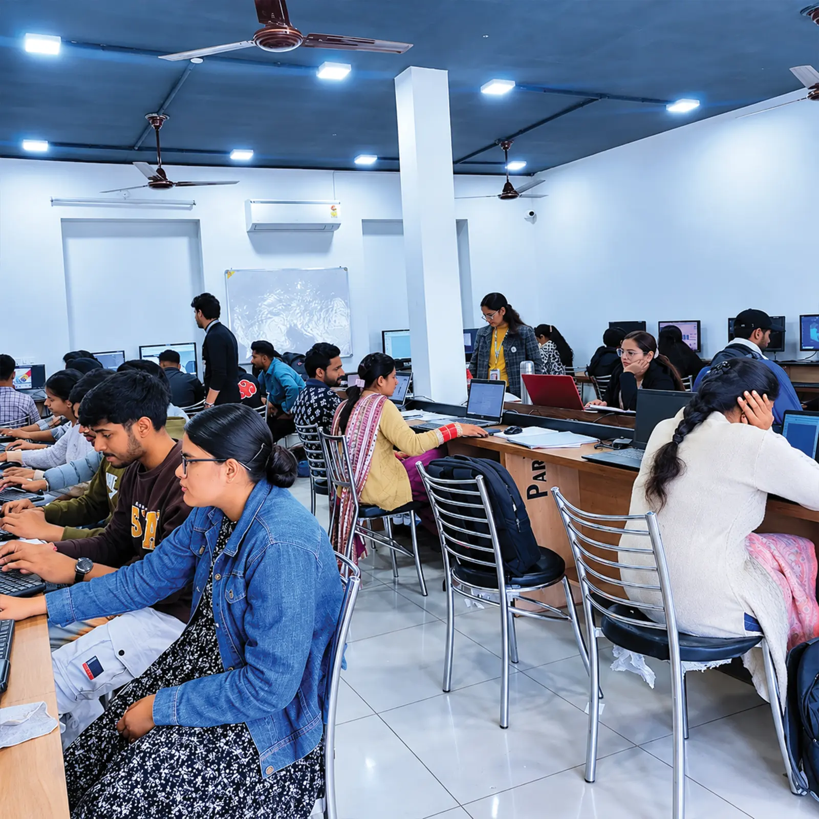 Students building live projects in the techcadd lab